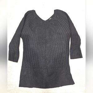WHBM Black V-Neck Ribbed Sweater